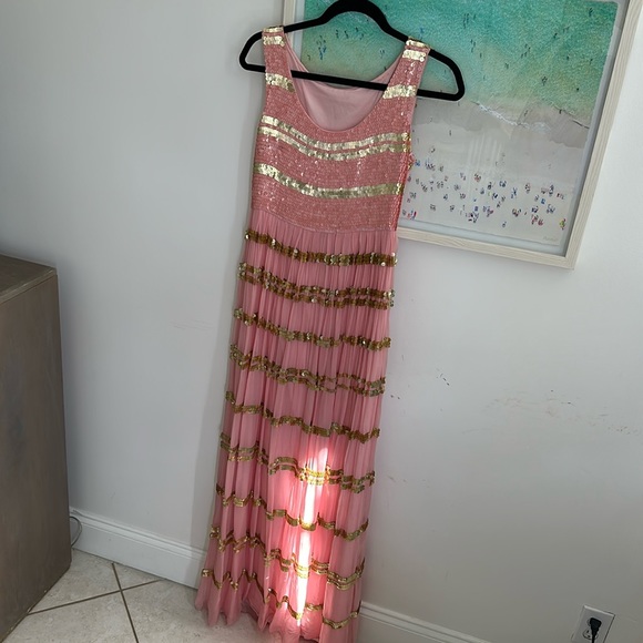 Temperley London Maxi Dress size 6 in pink and gold - Picture 3 of 5